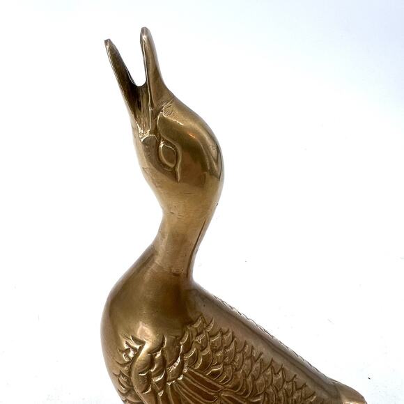 Vintage Brass Standing Duck Goose Figurine 4.5" X 7.75" Tall - Picture 6 of 9
